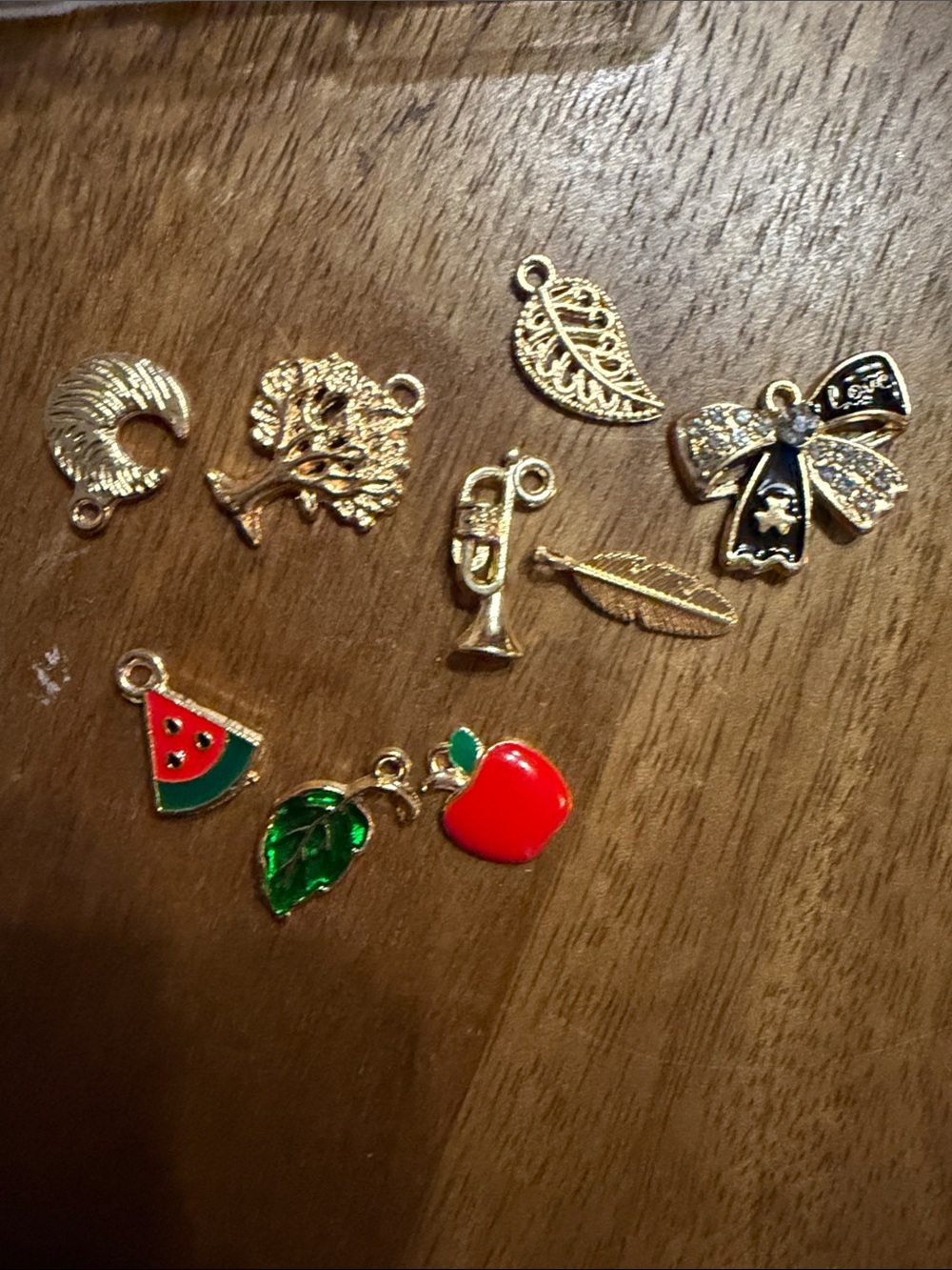 Gold and Red Kids Charm Set - Assorted Fruit & Bow Accessories